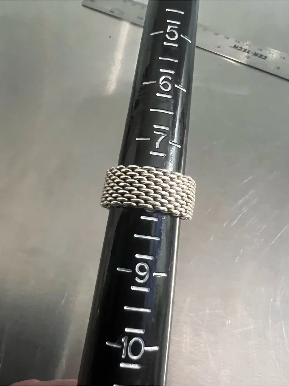 Tiffany & Co. Textured Sterling Silver Mesh Flexable Band Ring